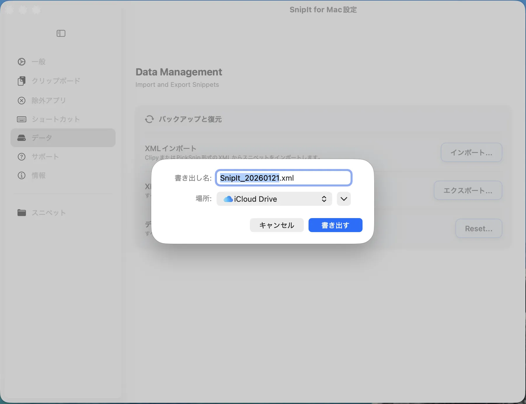 Mac Export Menu